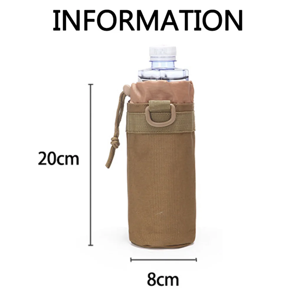 Hunting Water Bottle Bag Molle System Kettle Pouch Holder Hiking Cycling Bottle Bag Drawstring Pouch Bag For Tactical Backpack