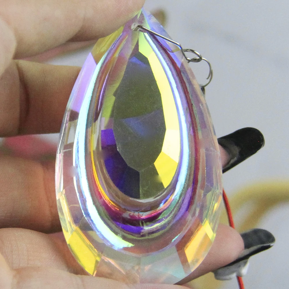 AB Color 38mm/50mm 1 Piece Crystal Prism Drop Part Feng Shui Glass Pendant For Lamp Wedding Decorations Chandelier