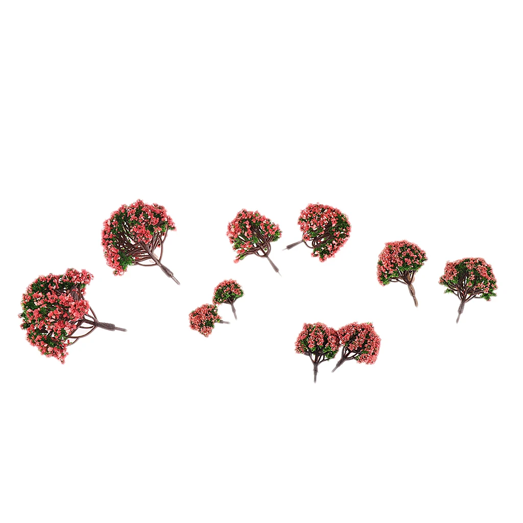 10pcs Modello Floreale Alberi Cespugli di 3-8cm Rosso Treno Ferrovia Architettura Diorama HO N Z Bilancia per artigianato FAI DA TE o la Costruzione di Modelli