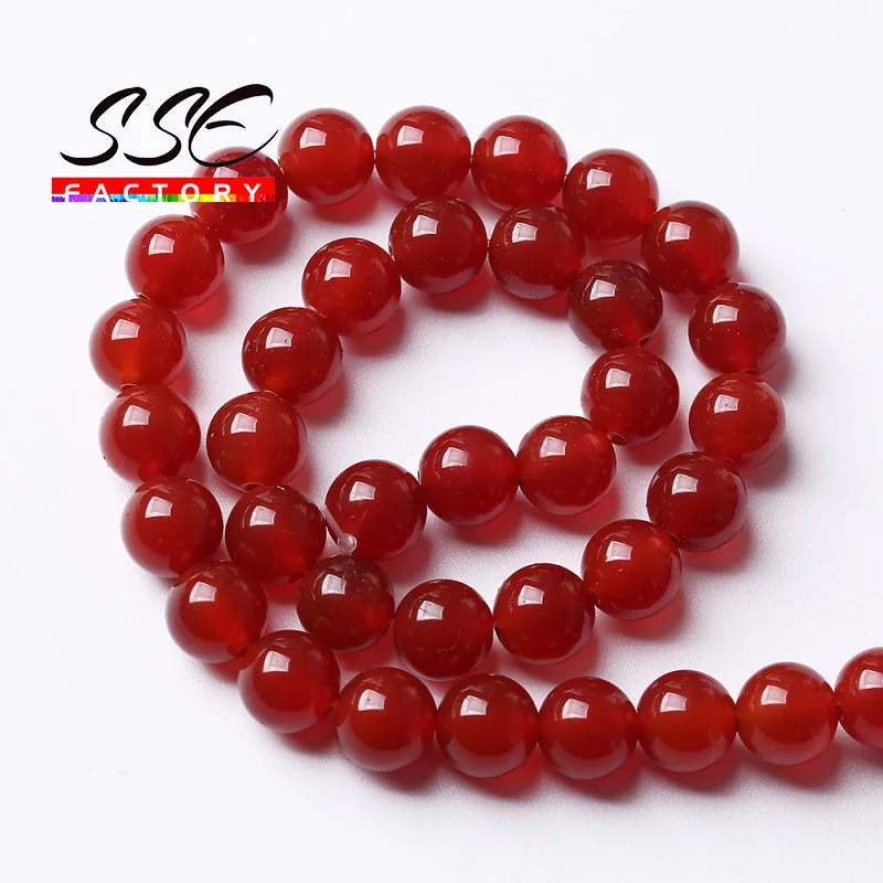 A+ Natural Red carnelian Agates Stone Beads For Jewelry Making Round Loose Onyx Beads DIY Bracelet Accessories 4 6 8 10 12mm 15\