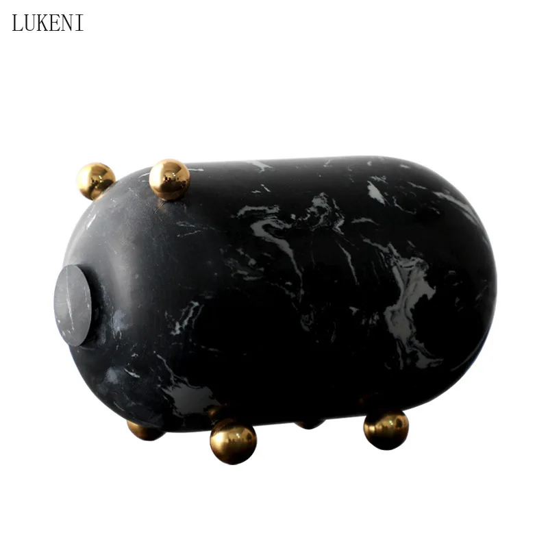 

Modern Style Model Room Living Room TV Cabinet Piggy Decoration Soft Decoration Creative Marble Round Piggy Decoration