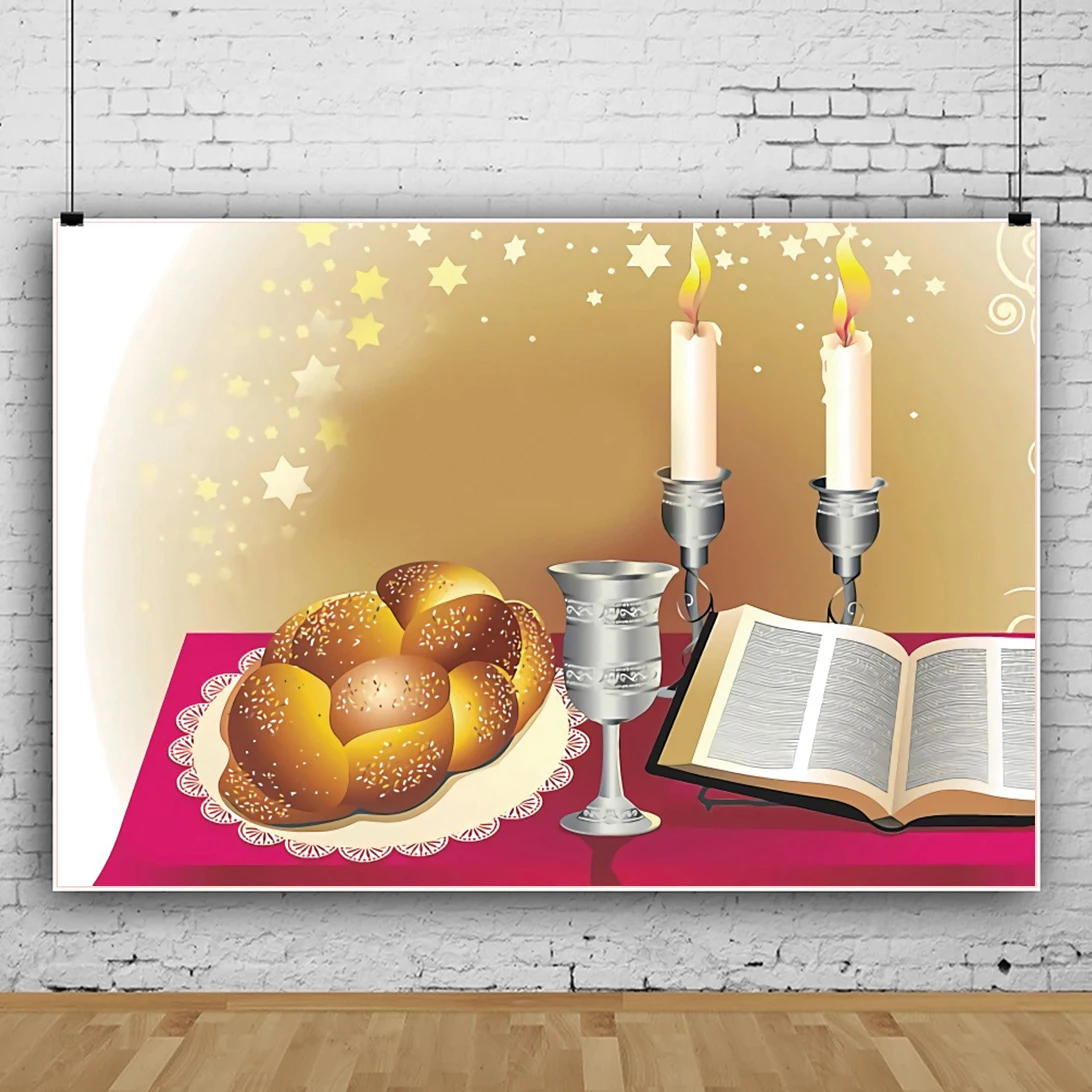 Jewish Photo Backdrop Sabbath Bread Candle Photography Background Living Room Decor Family Portrait Photocall Studio Photophone