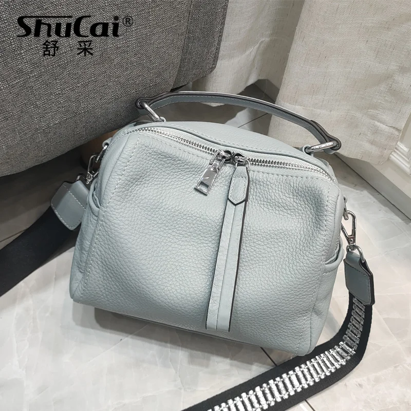 Soft Genuine Leather Handbag Elegant Fashion Tassel Female Small Shoulder Bag Large Capacity Simple Casual Women Crossbody Bag