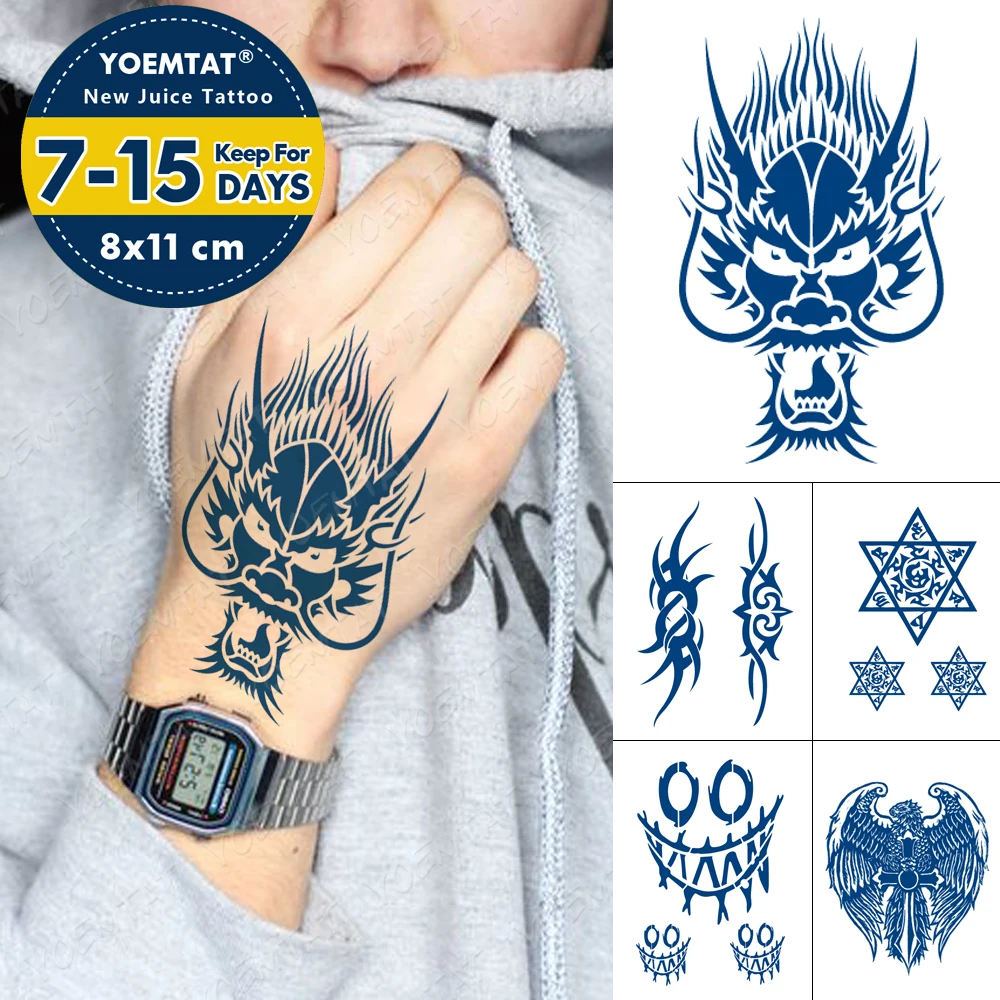 

Juice Lasting Waterproof Temporary Tattoo Sticker Dragon Totem Flash Tattoos Male Arm Thigh Chest Body Art Fake Tatto Female