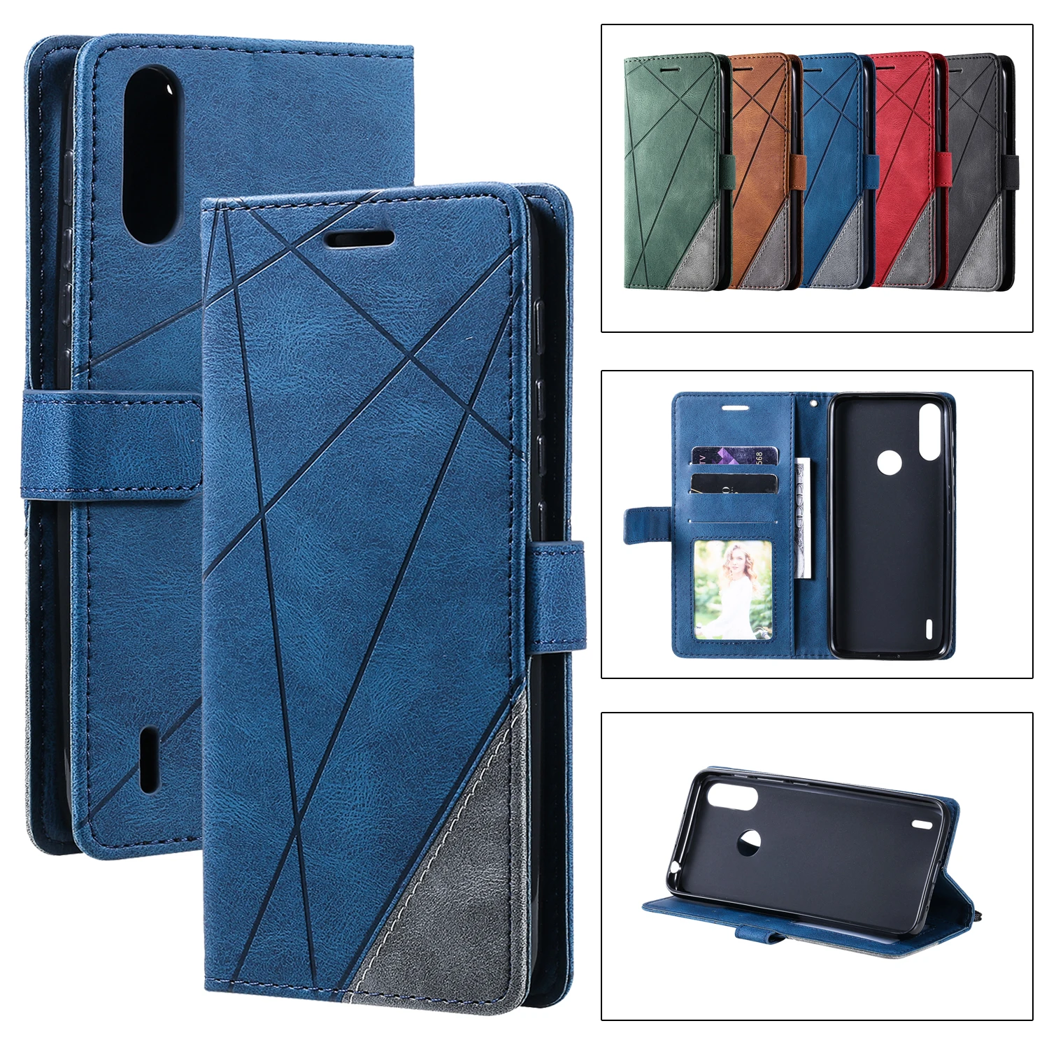 Luxury Leather Stand Case For MOTO E 2020 E6S E7 E7Power Plus Flip Cover Holder Soft Wallet