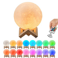 3D Print Moon Lamp Bedroom Decor USB Led Night Light Moonlight 16 Colors Remote And Touch Control Lampara Luna 10cm 15cm 20cm