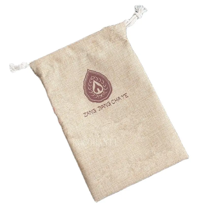 

50x Imitation Yellow linen sack custom drawstring tea bag gift packaging bag rice bag customized logo printed