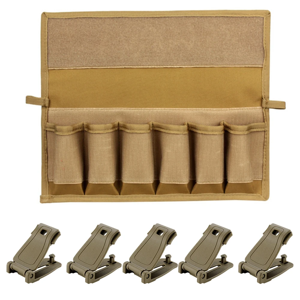 Tactical 6 Pistol Magazine Storage Pouch Ammo Mag Holder Fits Most Single and Double Stack 9mm .40 .45 Mags With Molle Clips