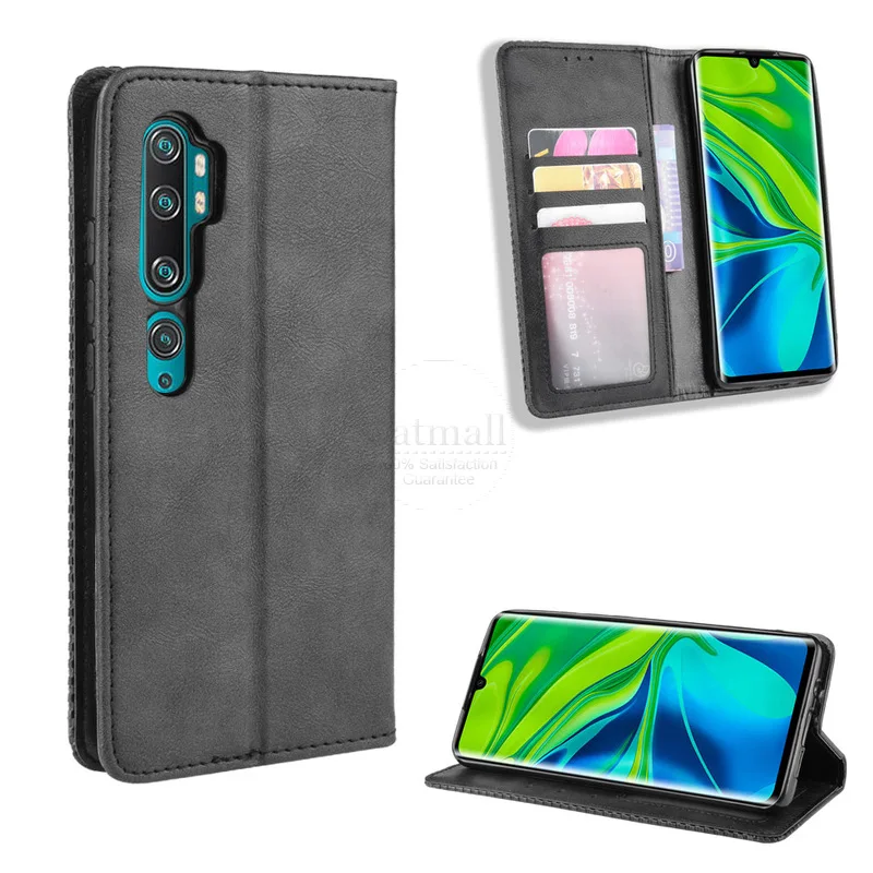 For Xiaomi MI Note 10 Case Book Wallet Vintage Slim Magnetic Leather Flip Cover Stand Soft Cover Luxury Phone Bags