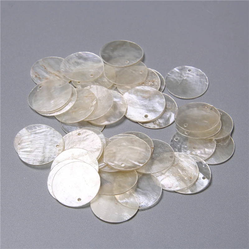 Natürliche transparente runde Muschelstücke für die Schmuckherstellung, Ohrringe, lose Bulk-Muschel-Charm-Perlen, Zubehör, handgefertigter Schmuck zum Selbermachen – Detail 7