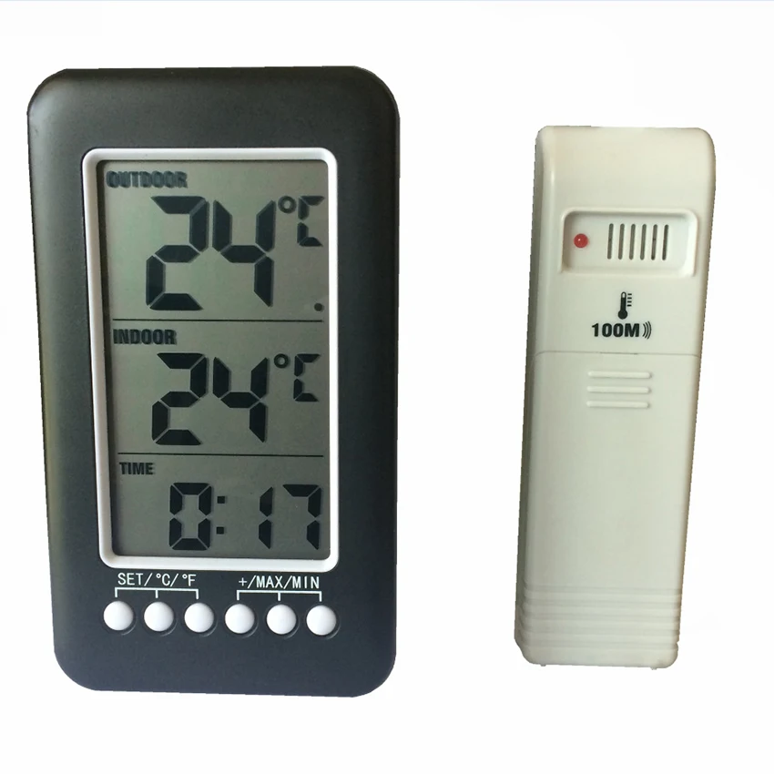 

Indoor/Outdoor LCD Wireless Digital Thermometer Clock Temperature Meter Weather Station Temperature Tester Testing Tools