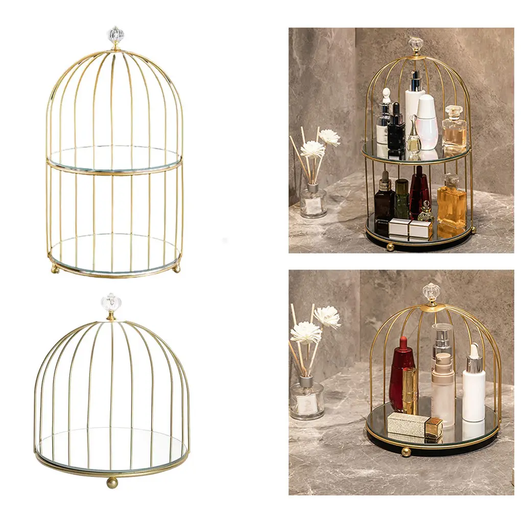 Bird Cage Makeup Organizer Storage Rack Holder Display Cosmetic Dresser Nordic for Dessert Cupcakes Serving Kitchen Home Cake