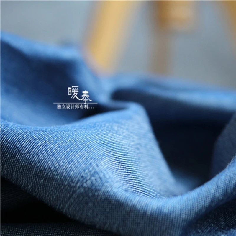 Mercerized Cotton Denim Fabric Blue Soft DIY Patches Jeans Coat Trousers T-Shirt Apron Summer Skirt Dress Designer Fabric