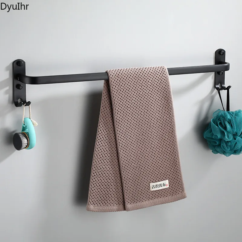 

Space aluminum black towel rack single rod bathroom hotel single layer towel hanging towel bar bathroom rack DyuIhr