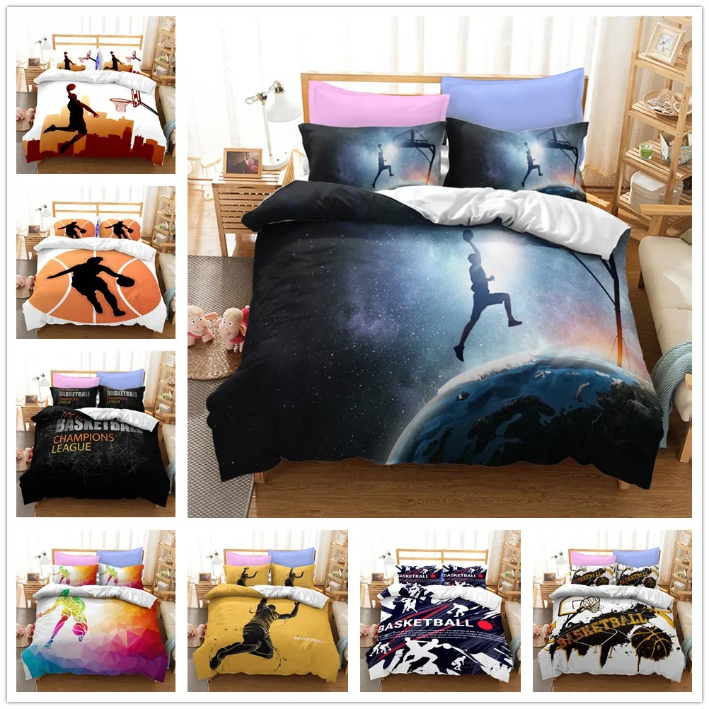 Poster Basketball Athlete Duvet Cover Set King Queen Double Full Twin Single Size Bed Linen Set