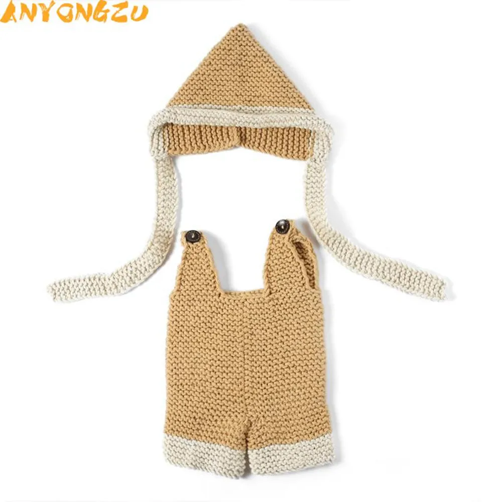 

Hand Woven Baby Photography Clothing new Beige Set Exhibition Explosion Baby Photo Shoot 0 to 3 months baby