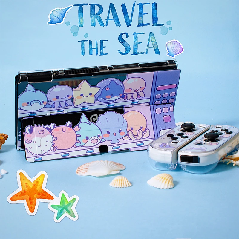 Nuevo para Nintendo Switch OLED funda protectora lindo Animal marino Split cubierta dura para PC JoyCon OLED Shell para Nintendo Switch Game Case