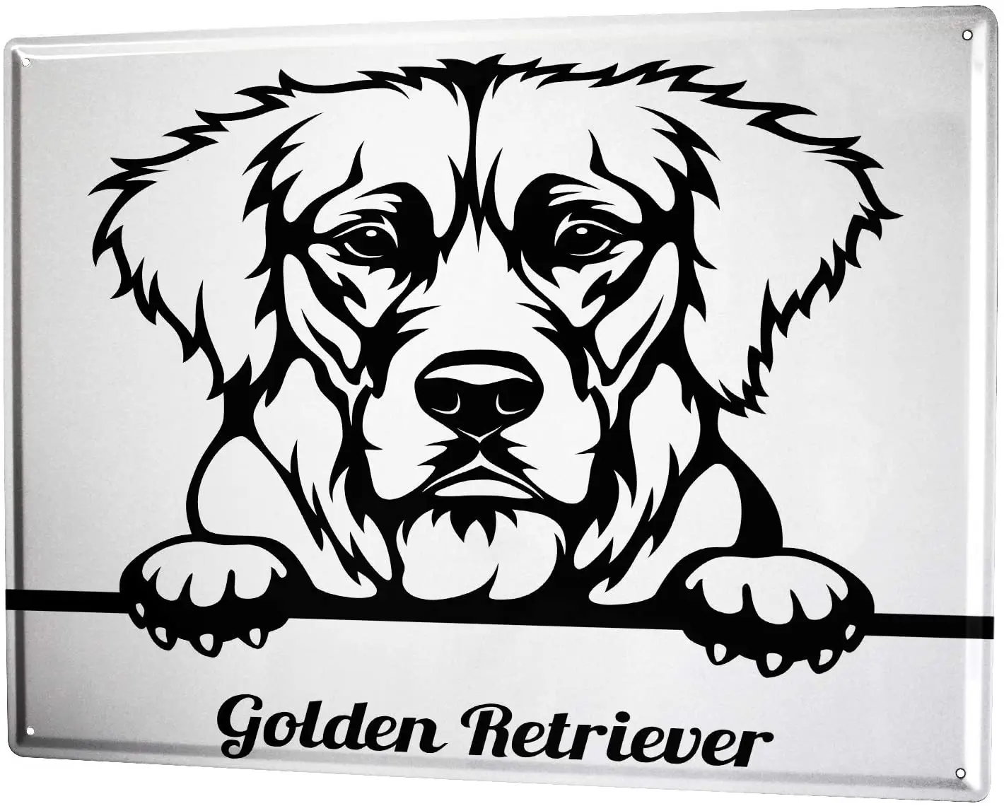 SINCE 2004 Metal Plate Dogs Golden Retriever Drawing