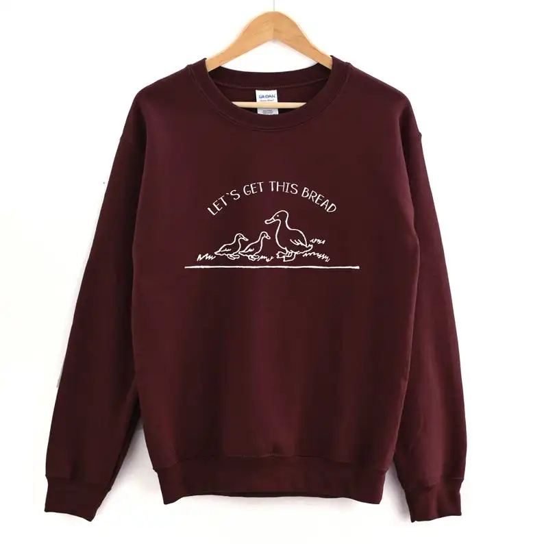 Let's Get This Bread Crewneck Sweatshirt Sweatshirt Unisex Cute Duck Graphic Sweatshirt Women Autumn Winter Crewneck Sweatshirts