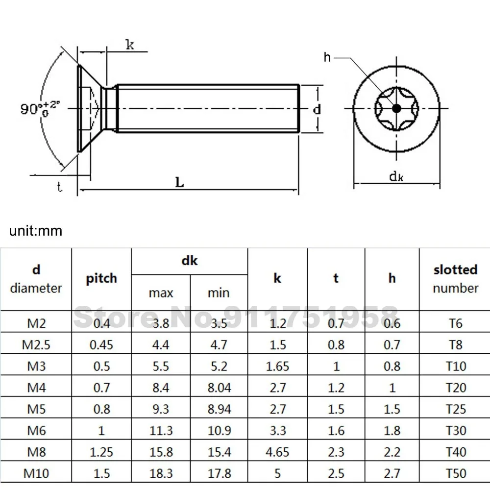 1/50Pcs M2-M12 304 Stainless Steel Six Lobe Torx Flat Countersunk Head Screws with Pin Anti-Theft Security Bolts for Hardware