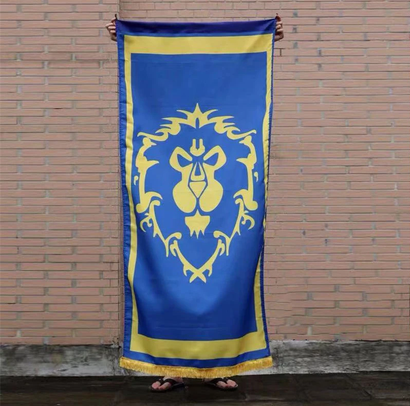 190cm World Of War Riot Alliance Horde Flag Game Badge Banner Oversize Dacron Blue Red Flag Home Party Cosplay Accessory