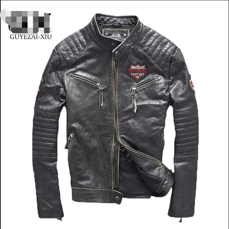 XS-4XL!!!   Men's leather brief paragraph cultivate one's morality type leather leather coat Popular jacket youth trend