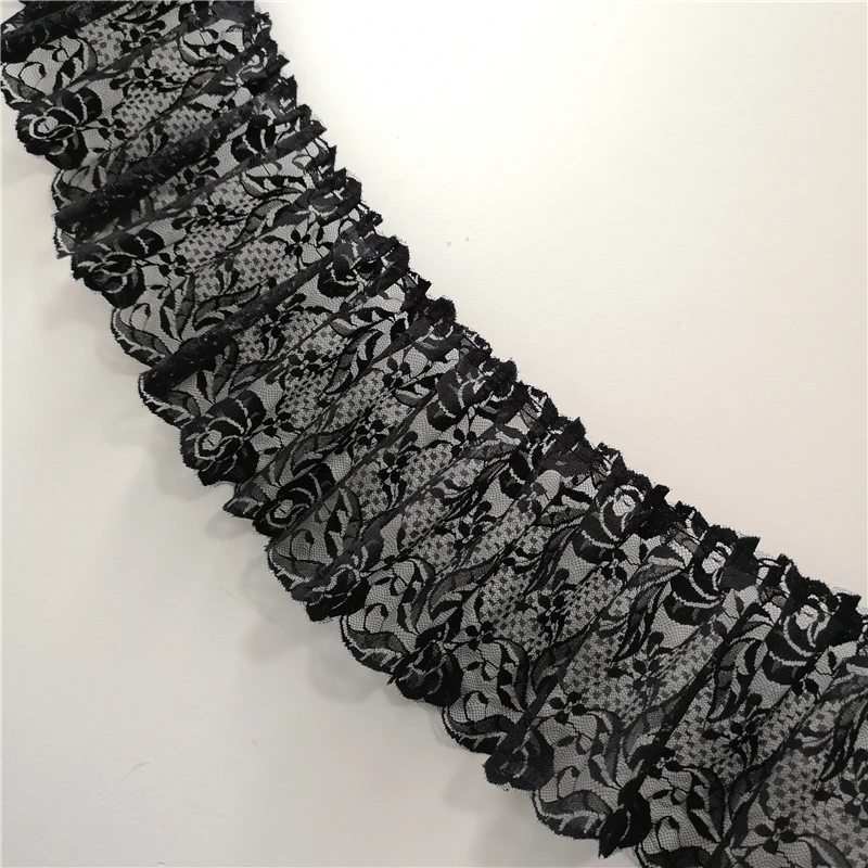 2 Meters/lot 15 Cm Wide Pink Black Red Folds Embroidered Lace Skirt Clothes Home Decoration Lace Accessories SC573