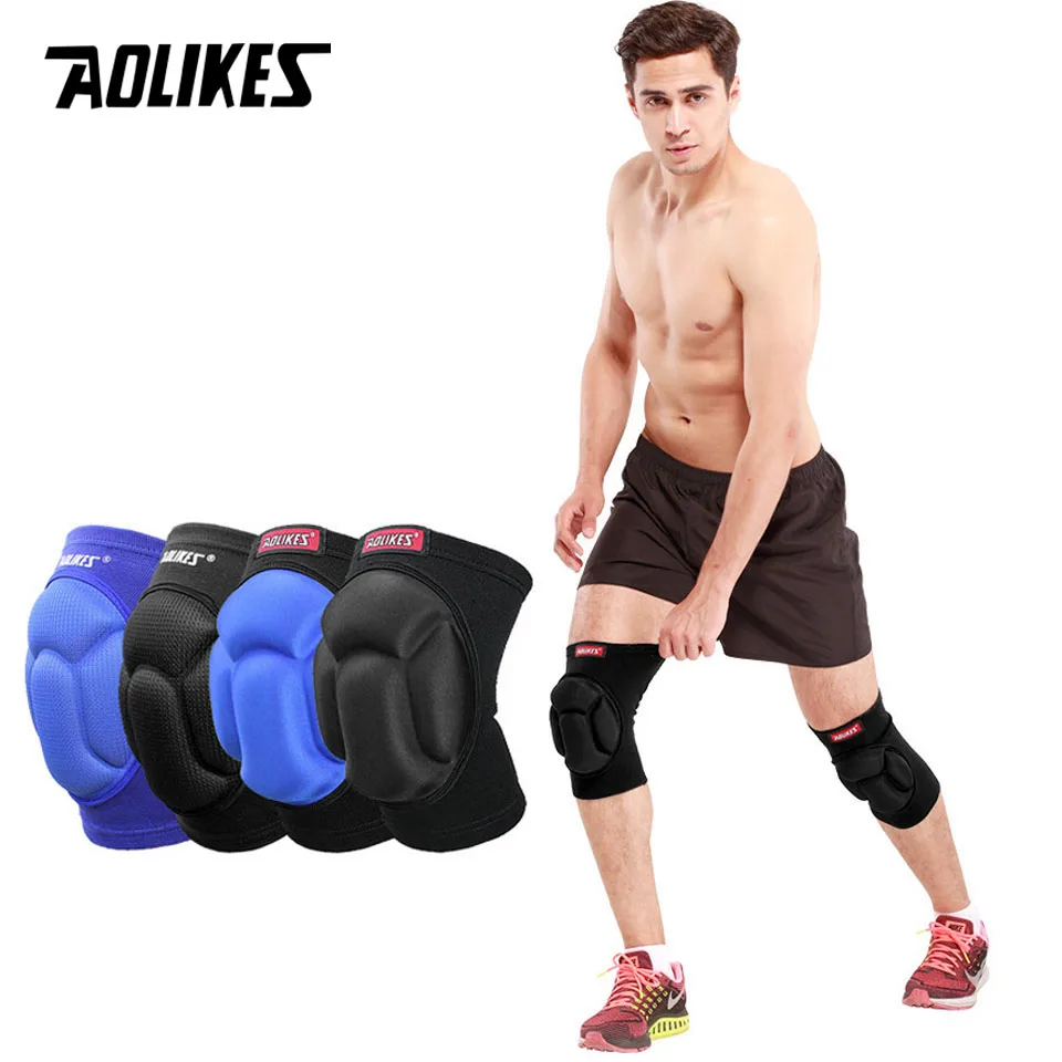 AOLIKES 1Pair Thicked Football Volleyball Extreme Sports Ski Knee Pads Fitness Knee Support Cycling Knee Protector Kneepad