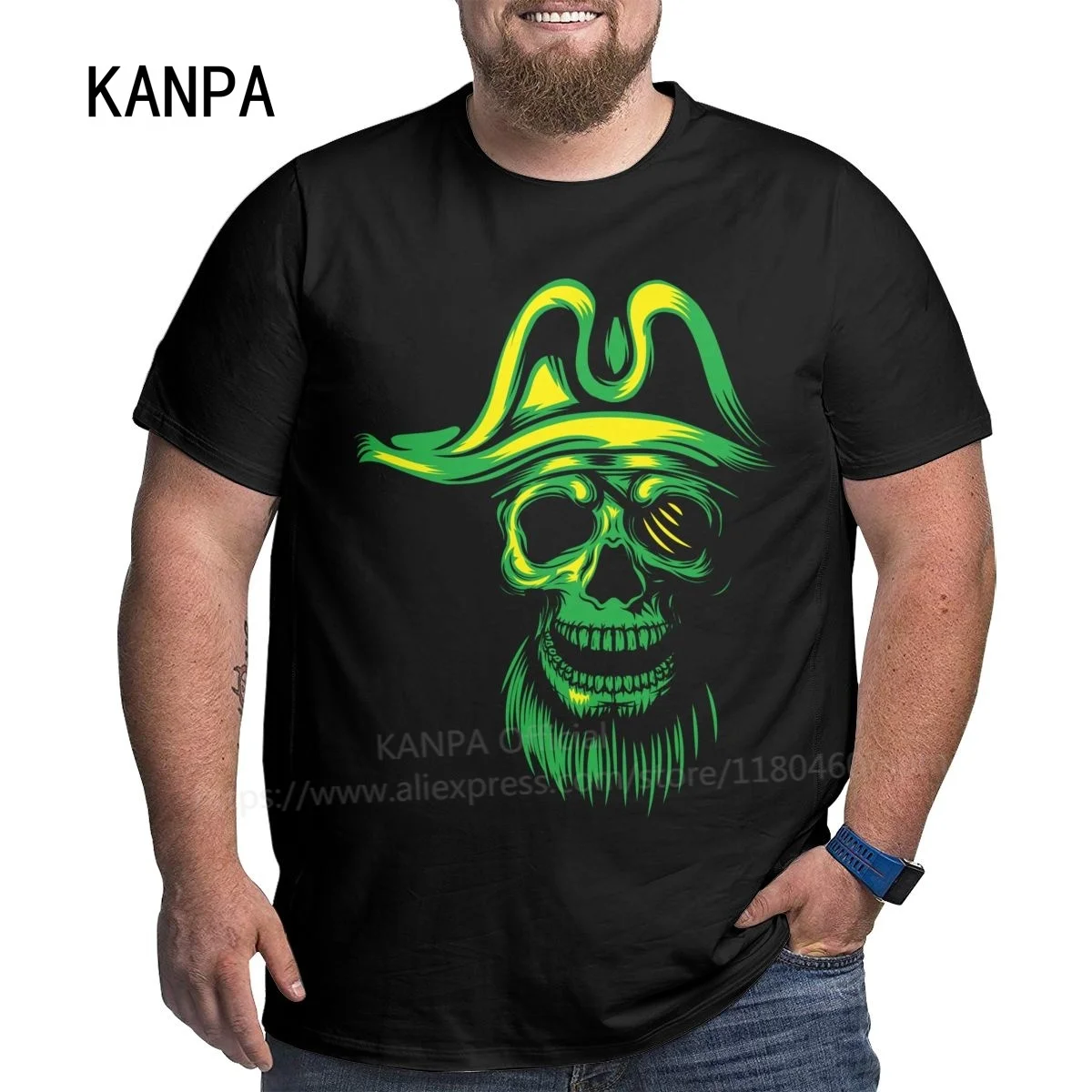 

Летние хлопковые футболки Kanpa с зеленым черепом для больших мужчин, мужская одежда с рисунком, топы для тренировок, размер d, аналогичный размеру