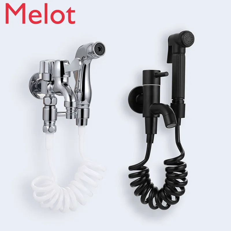 Black Faucet Single Cold Dual-Purpose Balcony Multi-Function with Spray Gun Mop Pool Faucet One-Switch Two-Way Universal