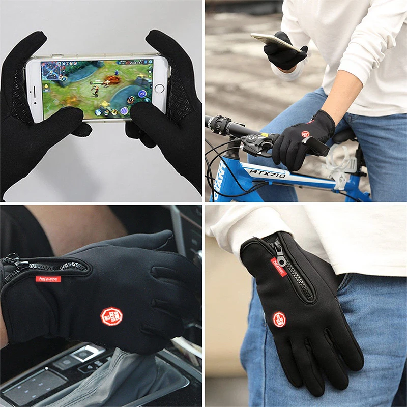 Guantes de invierno para ciclismo para hombre y mujer, manoplas impermeables a prueba de viento con pantalla táctil, cálidas, para clima frío,