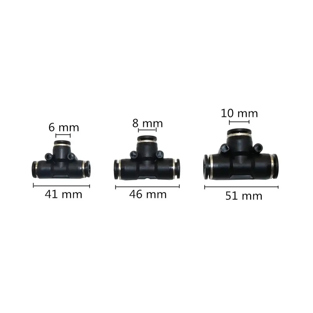 Slip-Lock T Type Quick Connector Pneumatic Tee Joint Pipe Joint Low Pressure Mist Cooling Garden Hose Connector 5 Pcs