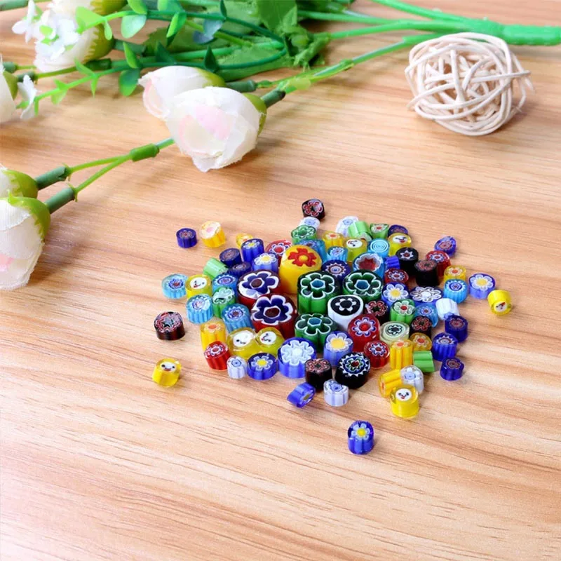 Practical Mixed Color Qianhua Glass Block Millefiori Necklace Mosaic Making DIY Accessories