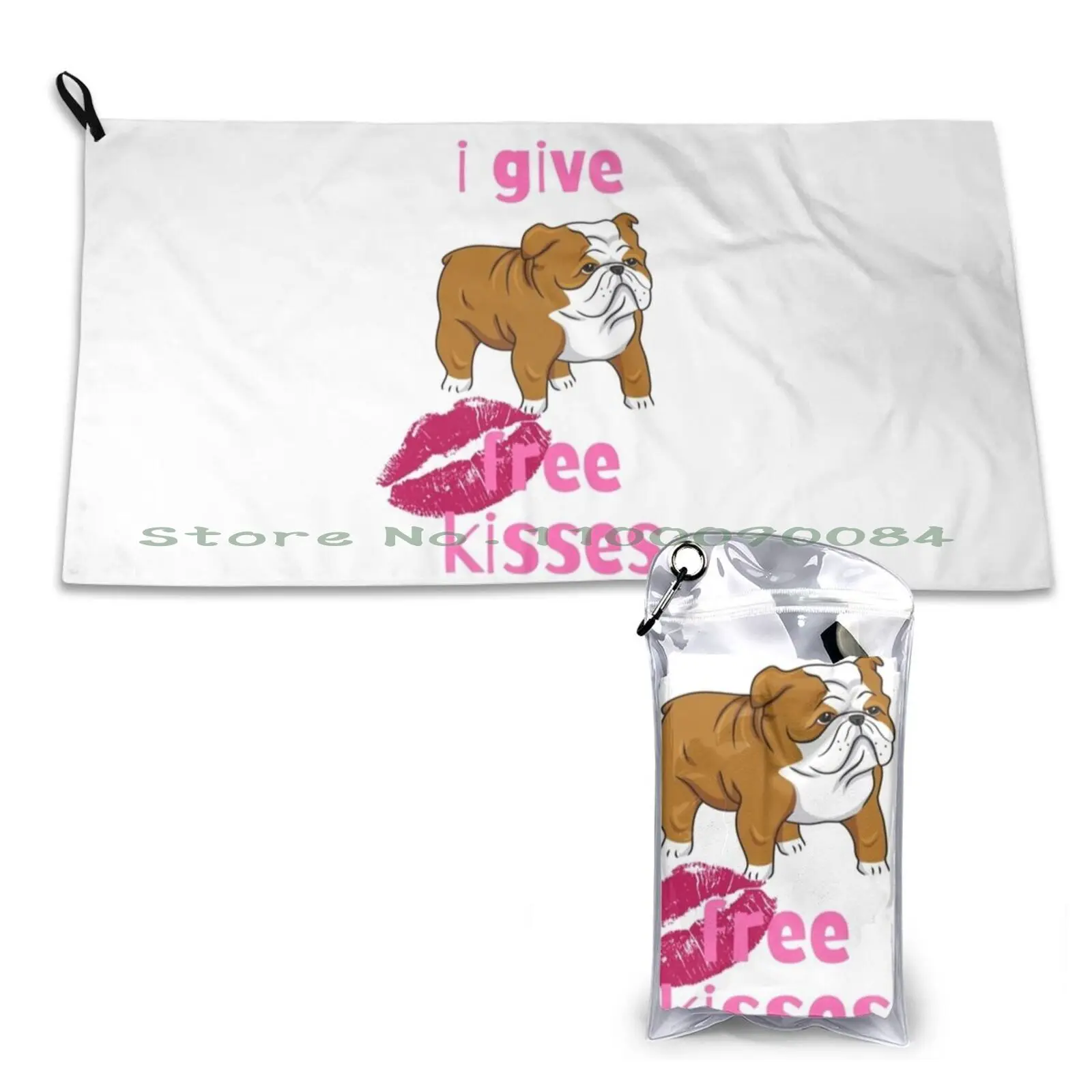 I Give Free Kisses Bulldog Quick Dry Towel Gym Sports Bath Portable Collage Motorcycle Chopper Soft Sweat-Absorbent Fast Drying