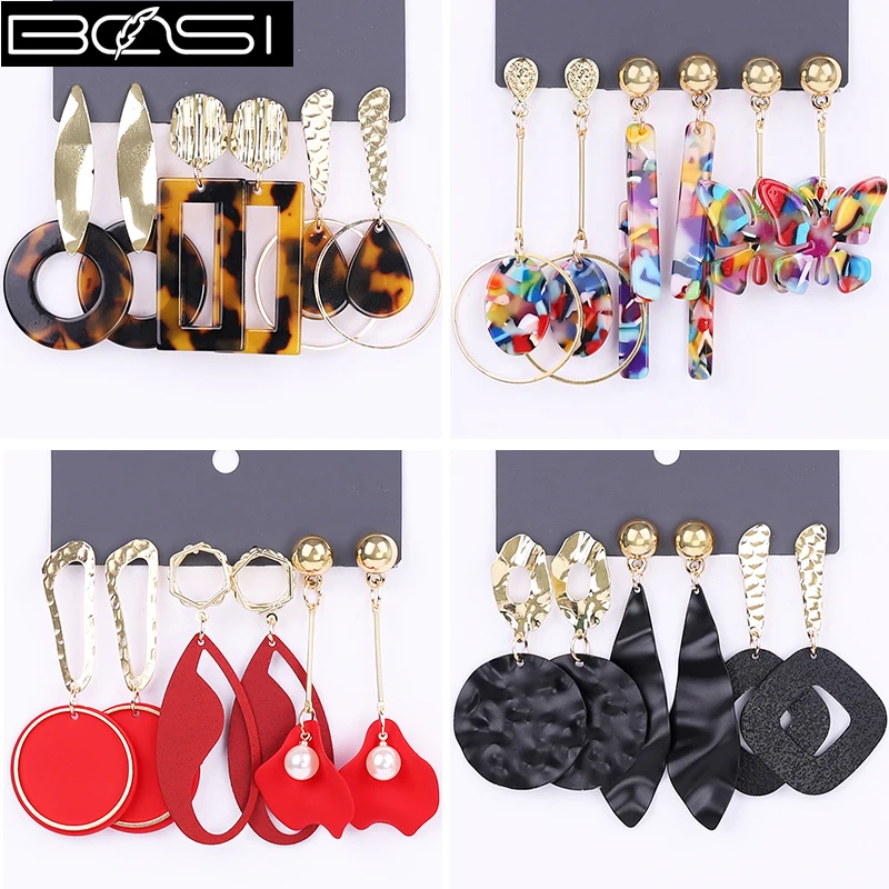 BOSI Women set earrings fashion jewelry drop earrings set bohemian Metal long earrings black simple earring girls boho wholesale