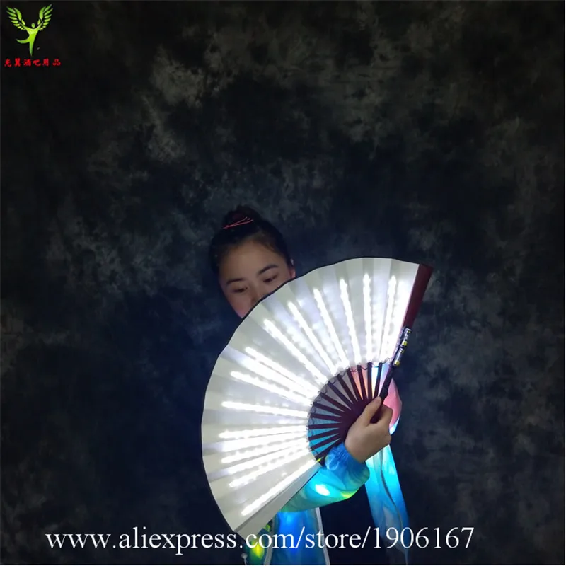 16pcs Colorful Led Luminous Folding Fan Led Light Up Stage Performance Props Music Festival Party Event Led Illuminated Fan