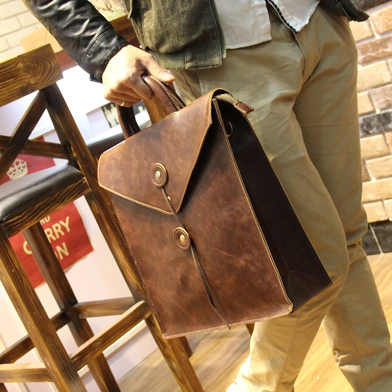 New Design LEBSGE Crazy horse PU Leather Bags for Men brand Men's Shoulder Bag Messenger Bag Briefcase for Laptop Bag