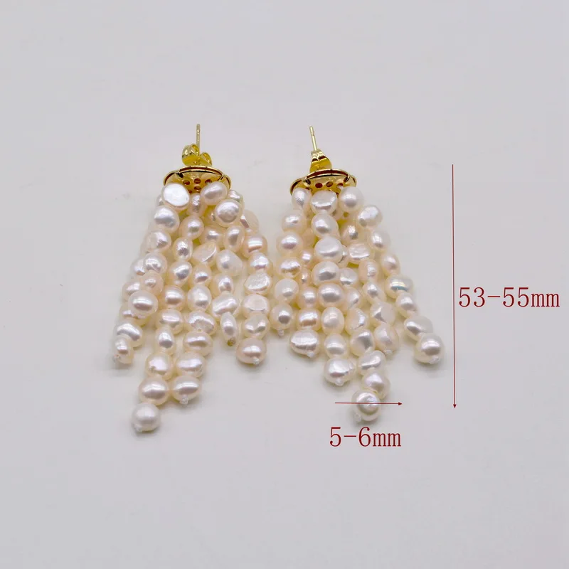 Tassel Earrings Natural Small Baroque Pearl Long Earrings White/Colored Pearls Handmade Vintage Gold Earrings Women\'s Earrings