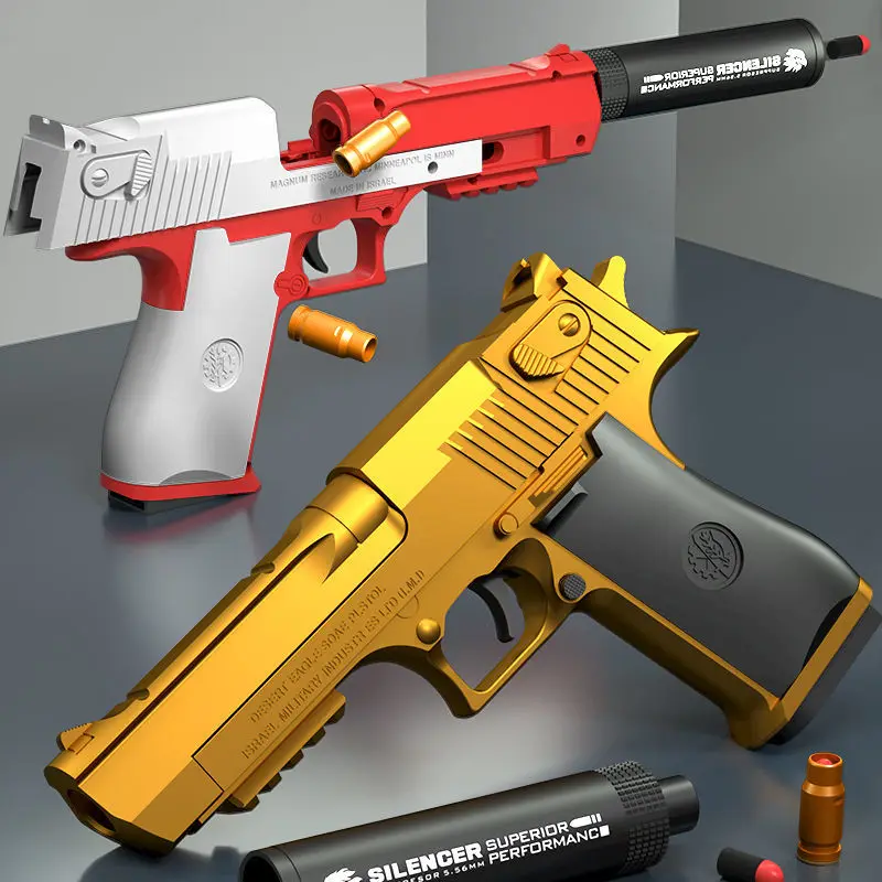 2021 Desert Eagle Schieten Pistool, outdoor Zachte Kogel Handleiding Geladen Pistool Speelgoed Glock Cs Schieten Game Uitwerpen Jongen Verjaardagscadeau