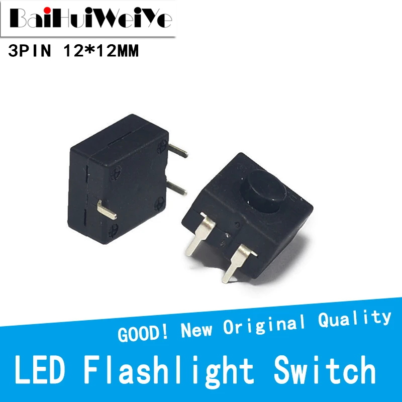 10 sztuk/partia dwurzędowy pionowy przełącznik latarki LED 3 piny ON-ON-OFF 12*12 213BS