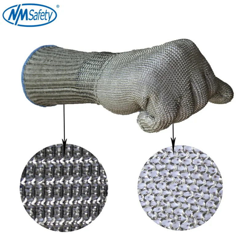 NMSafety New Arrive High Quality Long Stainless Steel Wire Butcher Mesh Protection Meat Gloves