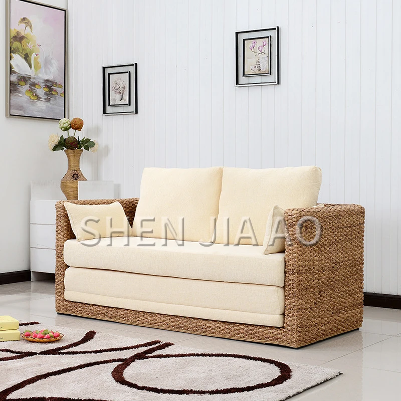 1PC mały apartament salon Sofa rattanowa podwójna Sofa rattanowa składane meble rattanowe składane podwójne formularz Sofa