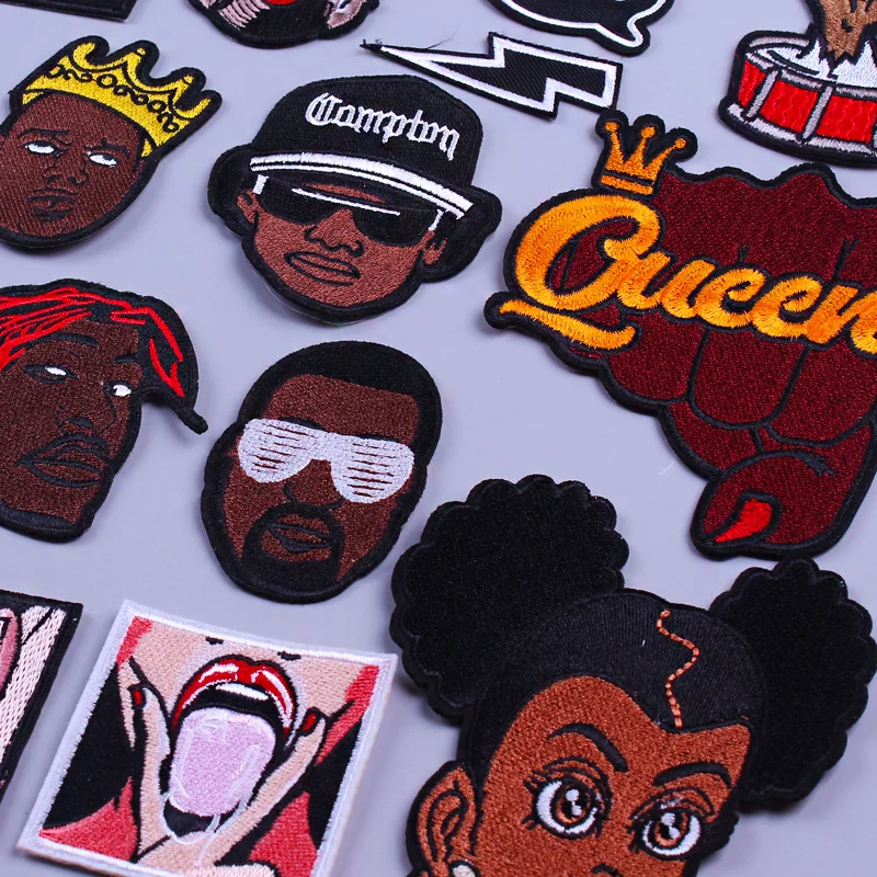 Sexy Girl Lips Patch Iron On Patches For Clothing Hip Hop Embroidery Patch Rock Stripe Clothes African Girl Applique Accessories