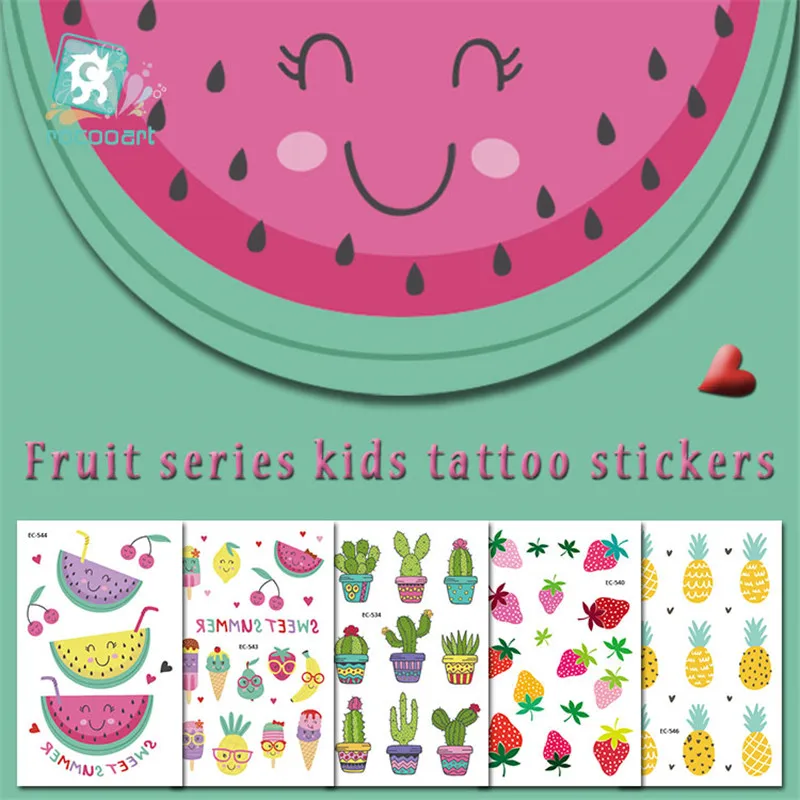 

Rocooart Cartoon Fruit Tattoo For Kid Cute Fake Taty Children Tatouage Temporaire Body Art Waterproof Temporary Tattoo Sticker.