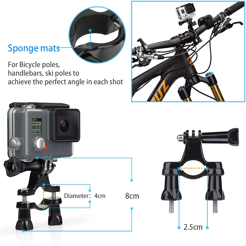 Motorcycle Bike Moto Handlebar Seatpost Pole Mount for Gopro Hero 10 9 8 7 6 + For Yi 4K Action Camera  accessories