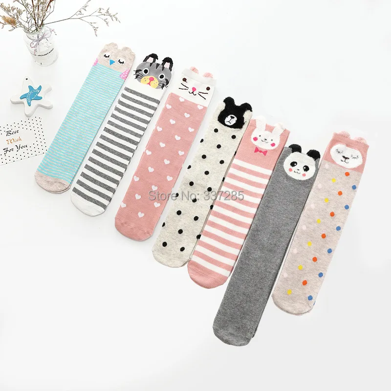 Children warmer ankle short lovely socks Cartoon Kids Girls Knee High Socks infant cotton Baby Animal Over Knee Stocking girls