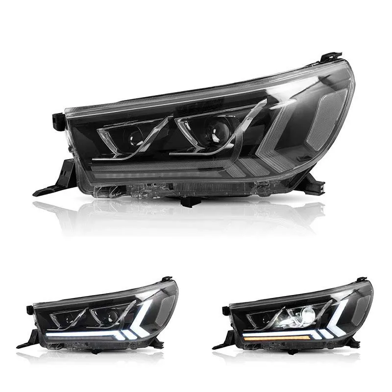 Full LED DRL Headlights Car Head Light bar cover fog Lamp For Toyota Revo Hilux Recco accessories 2015 - 2019 modify auto parts