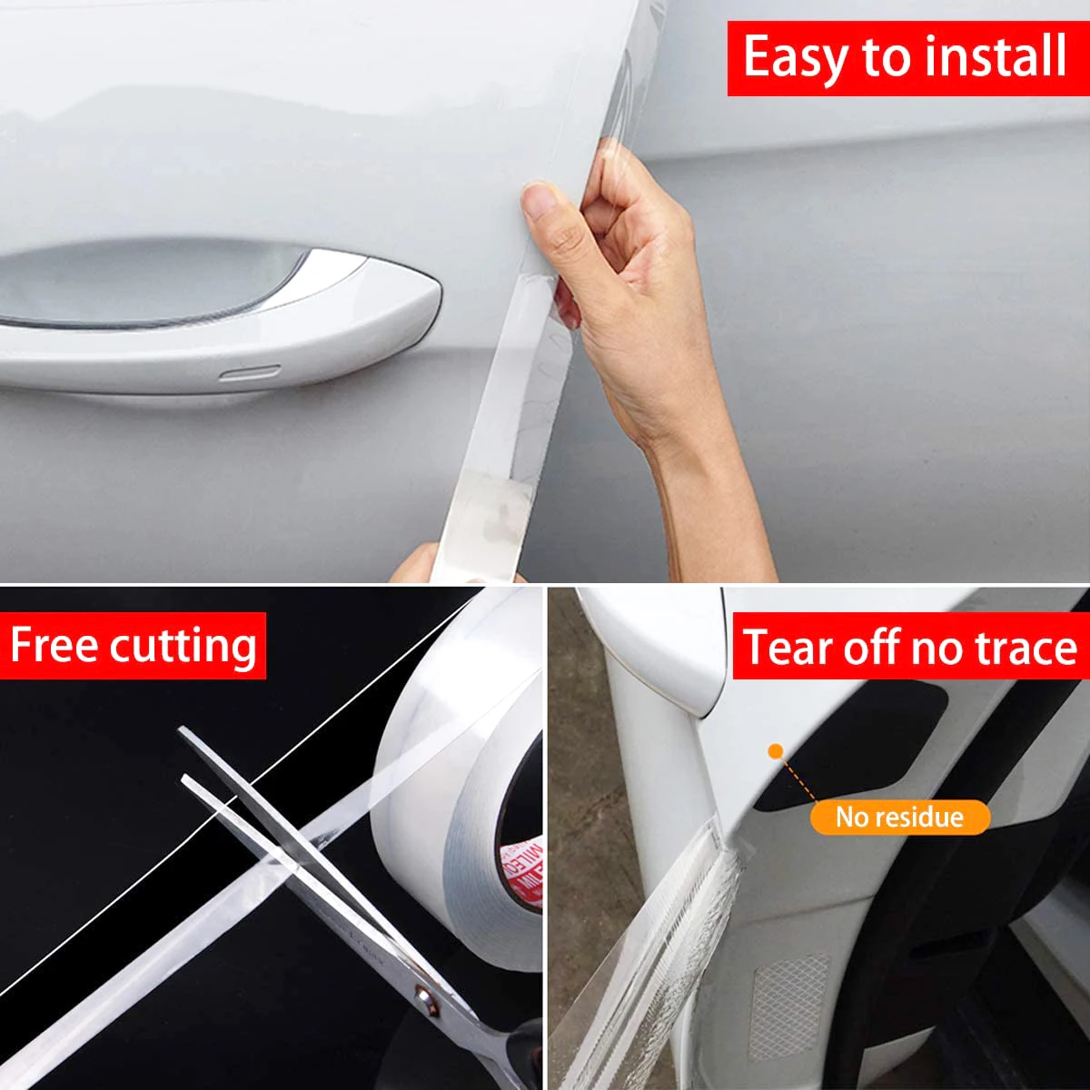 Clear Car Stickers Auto Edge Guard Anti-Kras Stickers Clear Universal Instaplijsten Protector