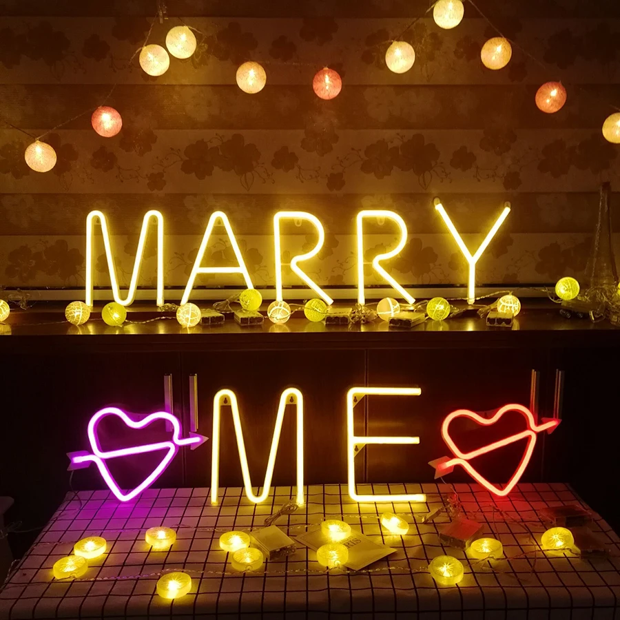 Alphabet Letter Neon Sign Light LED Strip Lamp Nightlight DIY LOVE HELLO OPEN BIRTHDAY PARTY Decor Room Shop Wedding Confession