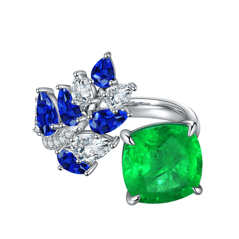 Pirmiana Customized Design 9k Gold White 3.78ct Lab Grown Emerald  Rings Fashion Finger Jewelry Engagement Party Gifts